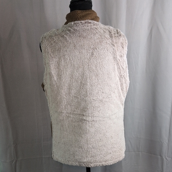 Cream and Brown Quilted Vest with Collar. Reversible - Picture 5 of 8